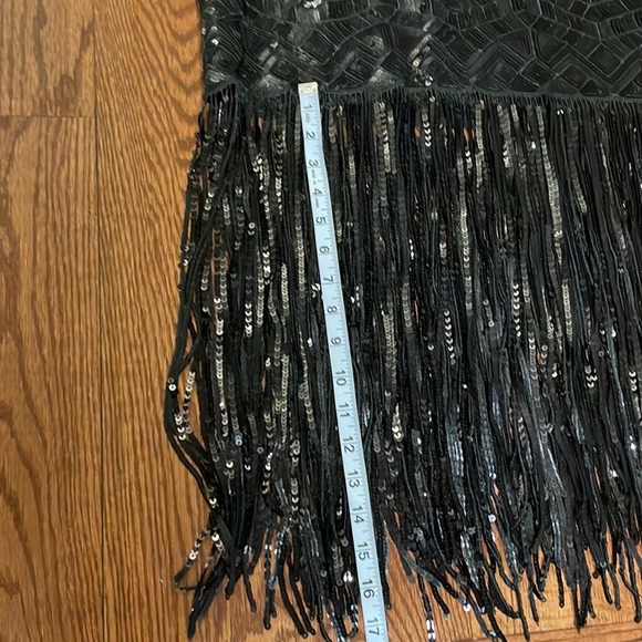 NIDODILEDA luxury soft wool formal midi media dress sequins fringe sweater blk M - Picture 14 of 17